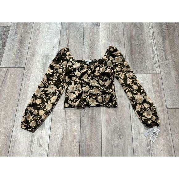 Brannan floral ruched cold shoulder blouse size XS - Picture 1 of 11